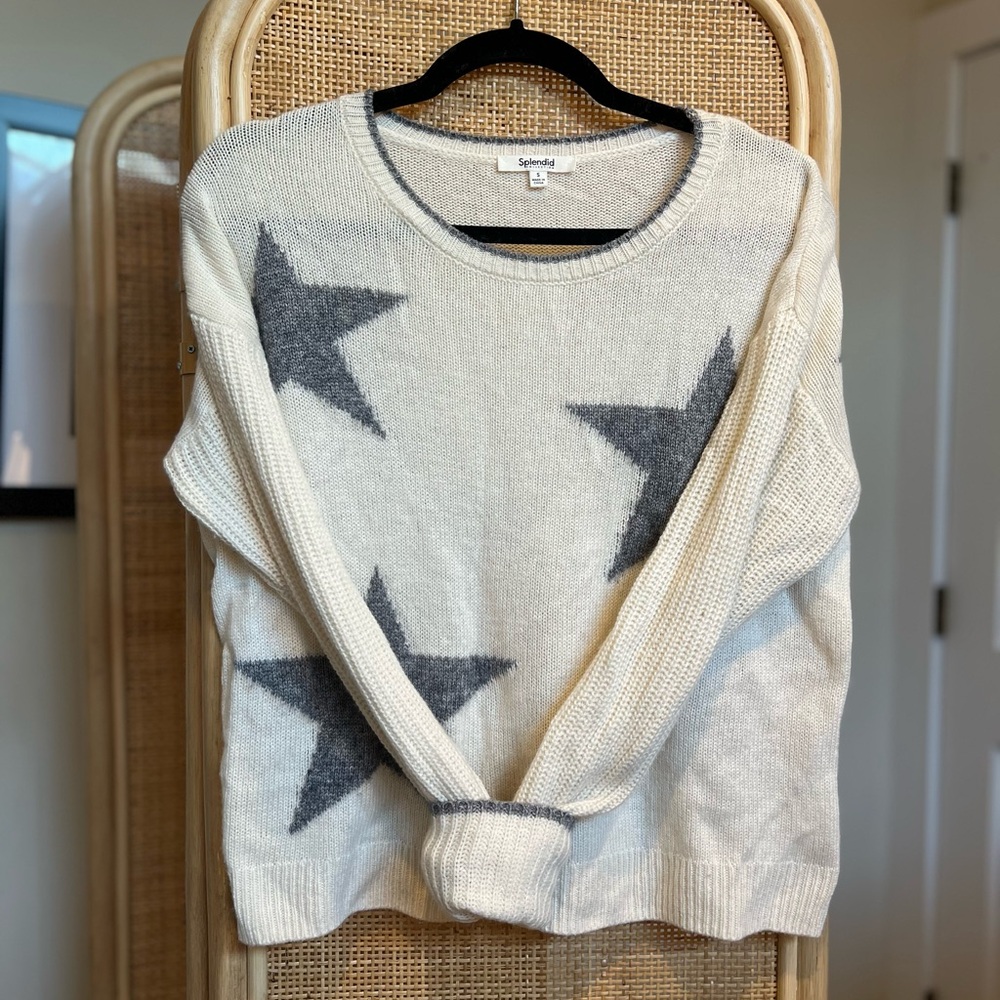 Splendid Women's Star Pattern Sweater - Cream and Gray